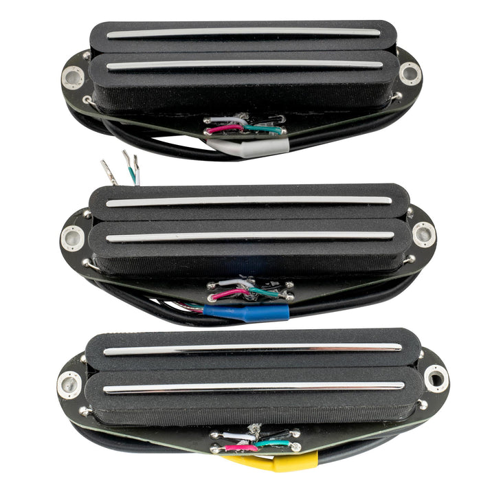 detail of musiclily pro st dpmc ceramic rail blade single coil sized humbucker super distortion neck middle bridge pickups set for strat style electric guitar mx3250bkmx3251bkmx3252bk