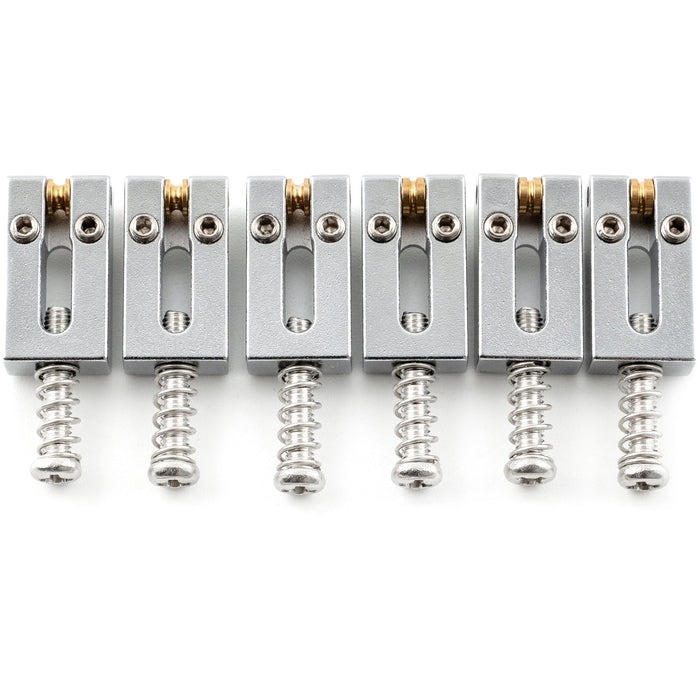 musiclily ultra 10 5mm full solid brass modern style roller saddles for strat tele style electric guitar bridge mx3255 3mx3256 3p, chrome