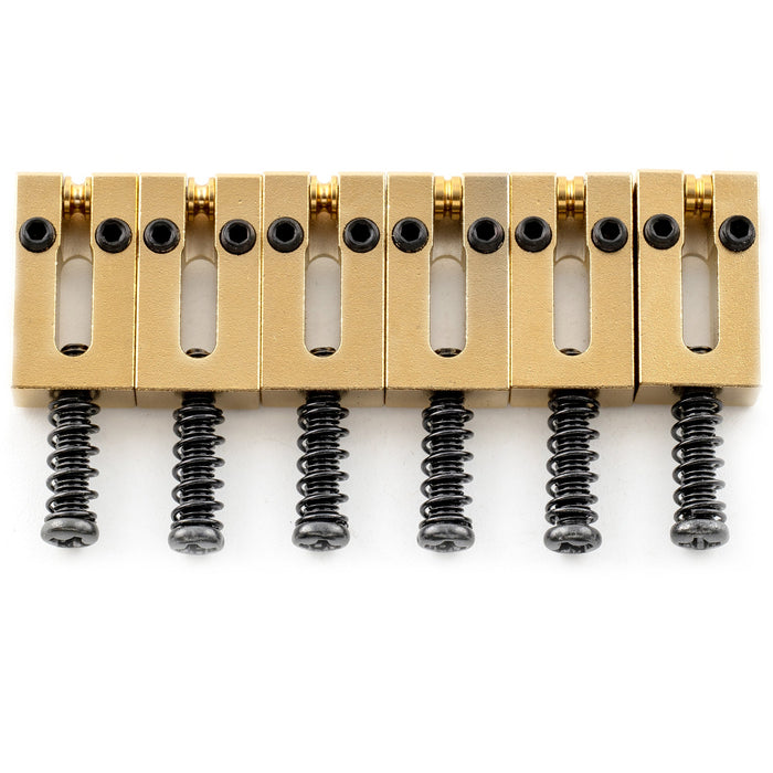 musiclily ultra 10 5mm full solid brass modern style roller saddles for strat tele style electric guitar bridge mx3255 3mx3256 3p, gold