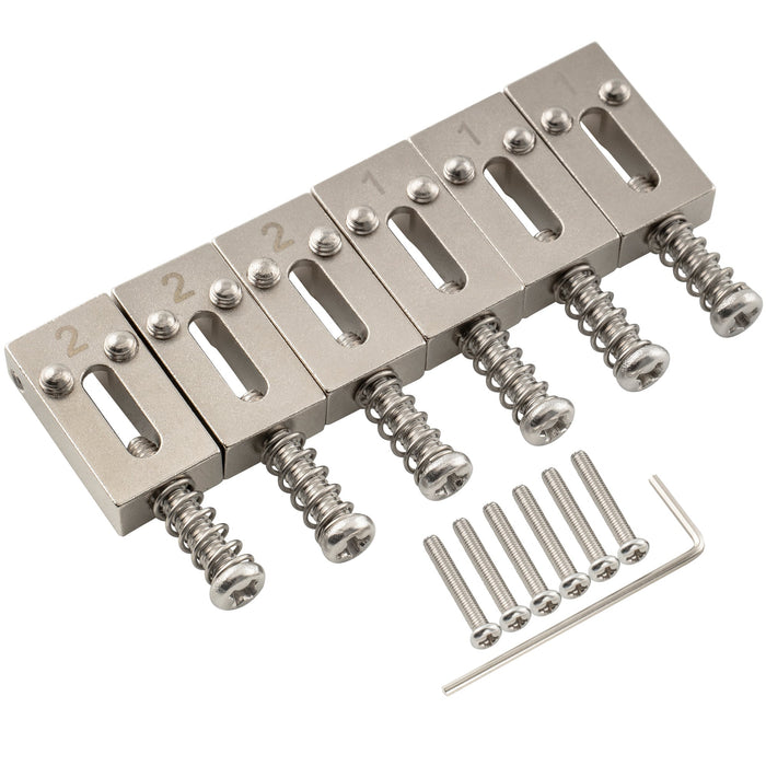 Musiclily Ultra 10,5 mm Full Solid Brass Modern Style Roller Saddles per ponte di chitarra elettrica Strat Tele Style, set di 6