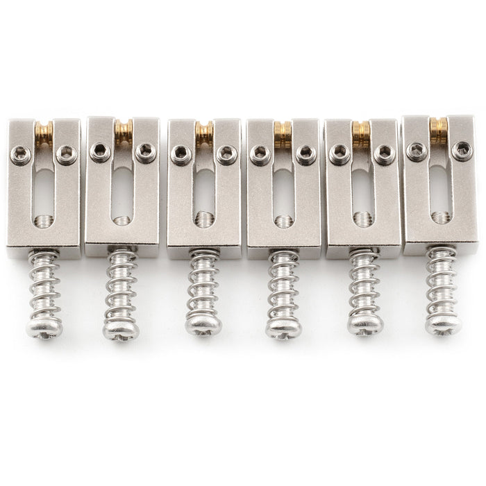 musiclily ultra 10 5mm full solid brass modern style roller saddles for strat tele style electric guitar bridge mx3255 3mx3256 3p, nickel