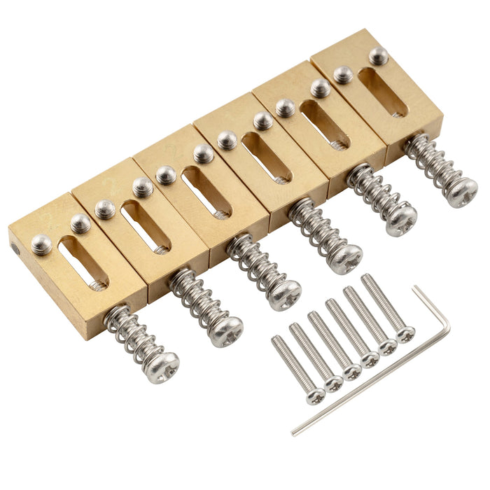 Musiclily Ultra 10,5 mm Full Solid Brass Modern Style Roller Saddles per ponte di chitarra elettrica Strat Tele Style, set di 6