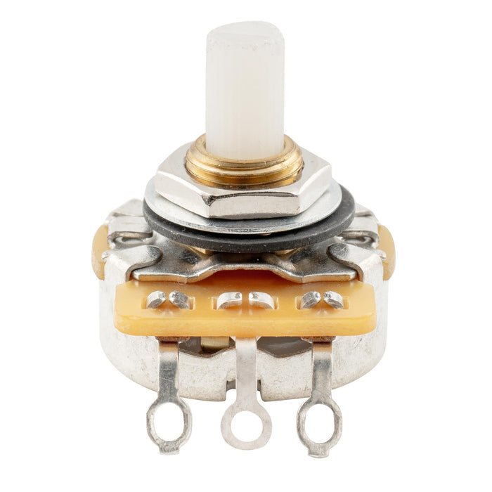 detail of cts a1m inch size fine 24 spline split nylon shaft short bushing pot audio taper potentiometer for jazzmaster style electric guitar mx3255