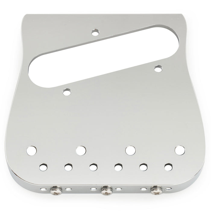 Part of musiclily ultra 54mm2 1 8 inch string spacing full solid brass plate with compensated 3 saddle curved tele style guitar bridge mx3265cr