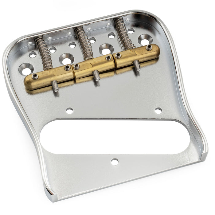 musiclily ultra 54mm2 1 8 inch string spacing full solid brass plate with compensated 3 saddle curved tele style guitar bridge mx3265cr details