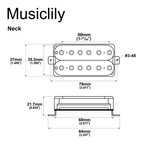 Dimensions of artec hbb xbb ceramic uncovered adjustable hexagonal poles humbucker electric guitar neck pickup 8 4k mx3267bk