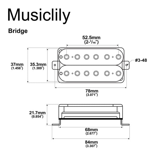 Dimensions of artec hbb xbb ceramic uncovered adjustable hexagonal poles humbucker electric guitar bridge pickup 16 8k mx3268bk