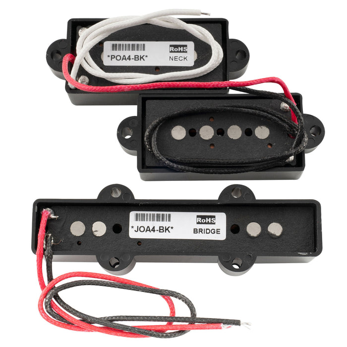 Part of artec poa4 joa4 alnico 5 vintage tone 4 string pj bass neck bridge pickups set mx3273bkmx3275bk