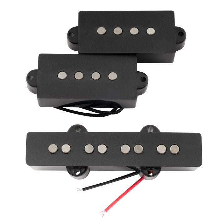 detail of artec poa4 joa4 alnico 5 vintage tone 4 string pj bass neck bridge pickups set mx3273bkmx3275bk