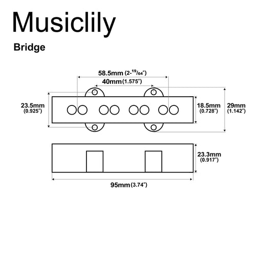 Dimensions of artec joa4 alnico 5 vintage tone single coil pickup 4 string jazz bass bridge pickup 6 3k mx3275bk
