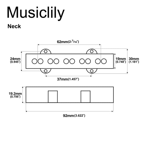 Dimensions of artec joa5 alnico 5 vintage tone single coil pickup 5 string jazz bass neck pickup 6 5k mx3276bk