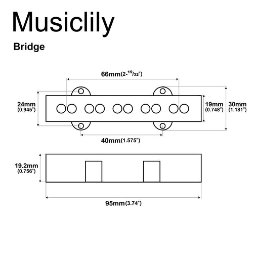 Dimensions of artec joa5 alnico 5 vintage tone single coil pickup 5 string jazz bass bridge pickup 6 9k mx3277bk