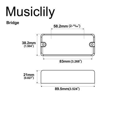 Dimensions of artec mdc4 ceramic soapbar style bass pickup bridge pickup 12 4k for 4 string bass mx3279bk