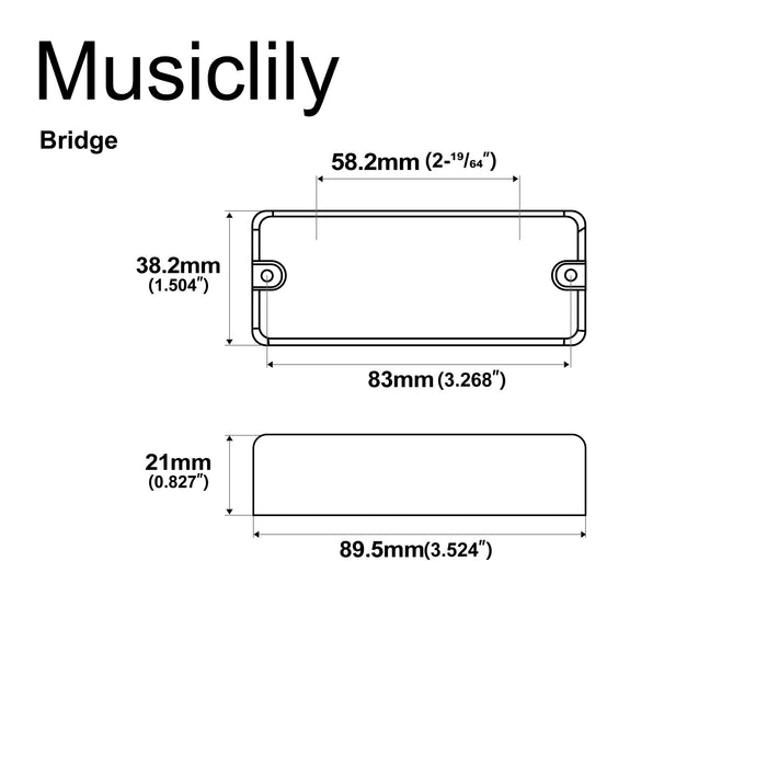 Dimensions of artec mdc4 ceramic soapbar style bass pickup bridge pickup 12 4k for 4 string bass mx3279bk