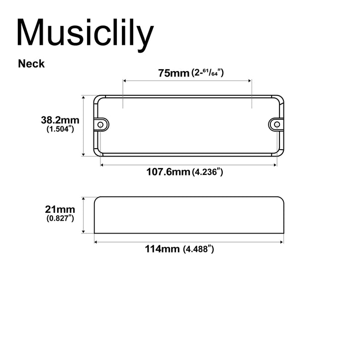 Dimensions of artec mdc6 ceramic soapbar style bass pickup neck pickup 16k for 6 string bass mx3282bk