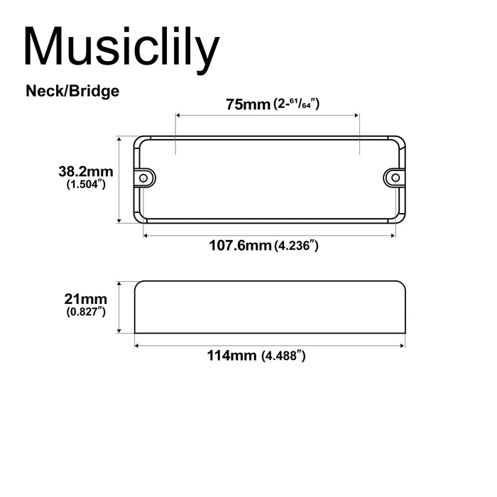 Dimensions of artec mdc6 ceramic soapbar style bass pickup neck bridge pickups set 16k for 6 string bass mx3282bkmx3283bk