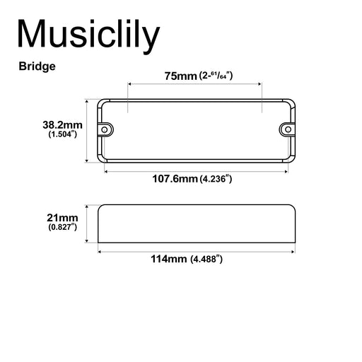 Dimensions of artec mdc6 ceramic soapbar style bass pickup bridge pickup 16k for 6 string bass mx3283bk