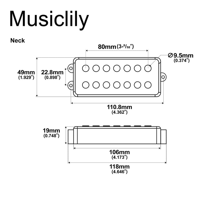 Dimensions of artec mmc6 ceramic soapbar style bass pickup neck pickup 14 6k for 6 string musicman style bass mx3288bk