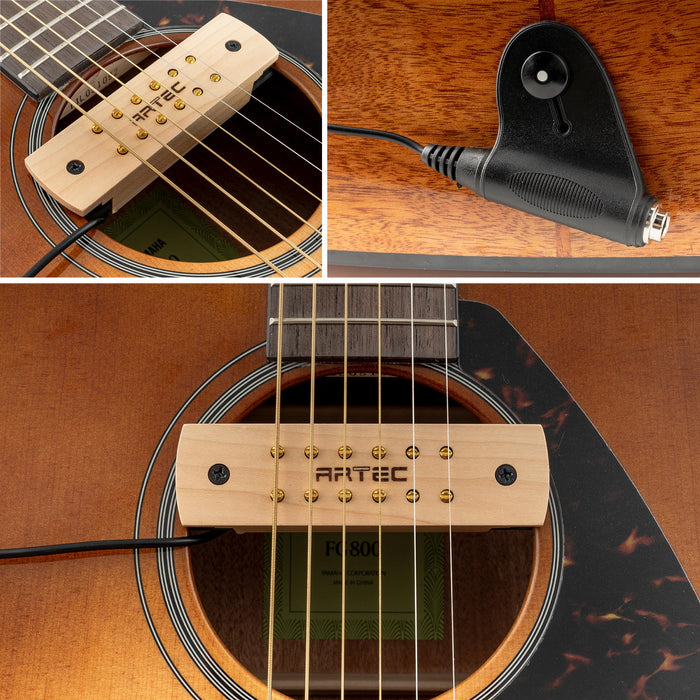Application of artec wsh12 osj alnico 5 humbucker maple wood cover soundhole pickup 9 6k with osj jack for acoustic guitar mx3293mp