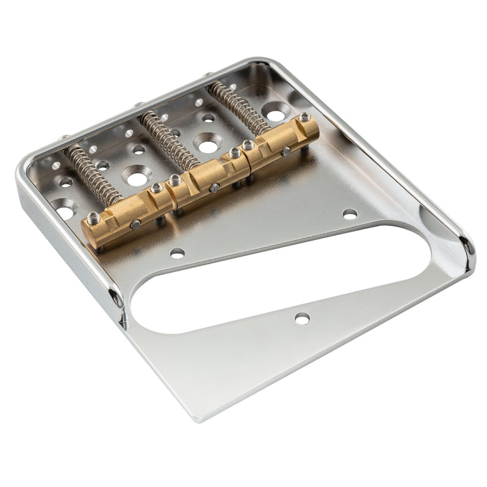 musiclily ultra 54mm2 1 8 inch string spacing full solid aluminum plate with compensated brass 3 saddle vintage ashtray tele style guitar bridge mx3306cr details