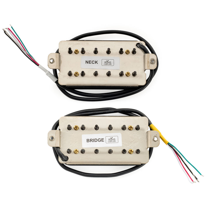 Musiclily Pro HH-HEXA Alnico 5 Uncovered Adjustable Hexagonal Poles Humbucker Neck Bridge Pickups Set 7.8K/16K for Electric Guitar