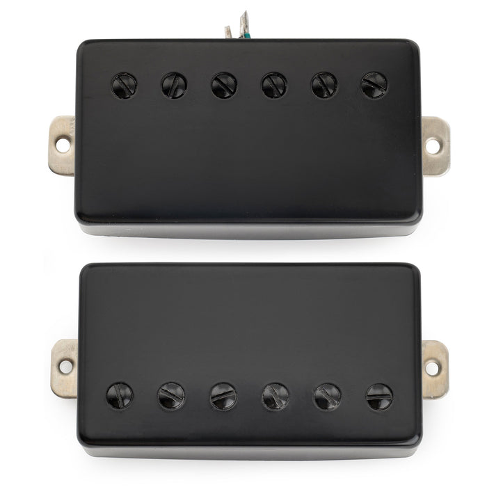 detail of musiclily pro lp cmha alnico 5 covered humbucker neck bridge pickups set 7 5k 16k for lp style electric guitar mx3319bkmx3320bk