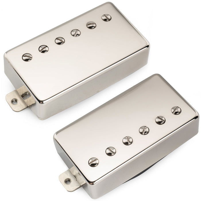 musiclily pro lp cmha alnico 5 covered humbucker neck bridge pickups set 7 5k 16k for lp style electric guitar mx3319bkmx3320bk, nickel