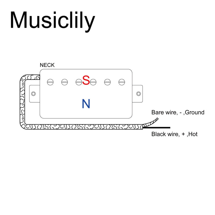 Size of musiclily pro lp cbla alnico 5 covered humbucker neck pickup 7 8k for lp style electric guitar mx3321mx3322p