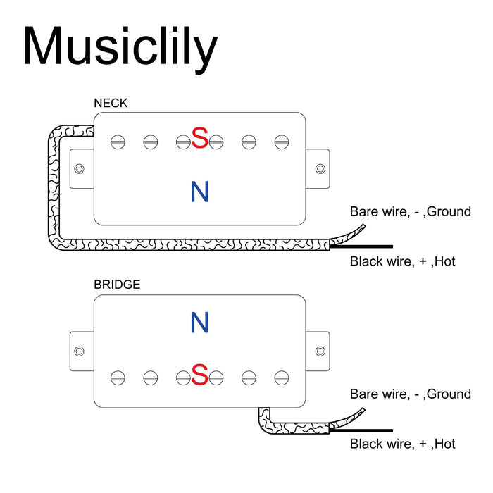Size of musiclily pro lp cbla alnico 5 covered humbucker neck bridge pickups set 7 8k 8 8k for lp style electric guitar mx3321bkmx3322bk