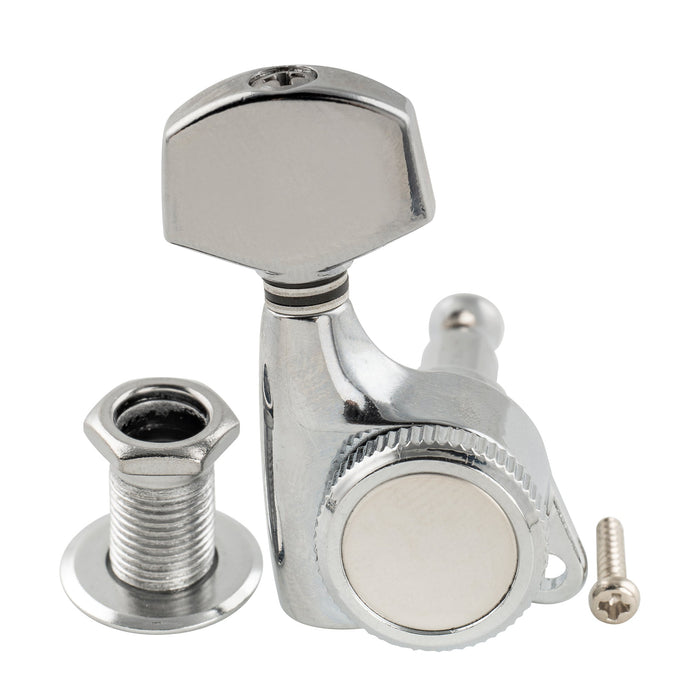 Clavija de afinación lateral de bajo con cabeza de máquina bloqueable sellada completamente Musiclily Pro R18T individual, relación 18:1, con botón hexagonal para guitarra eléctrica estilo Strat/Tele