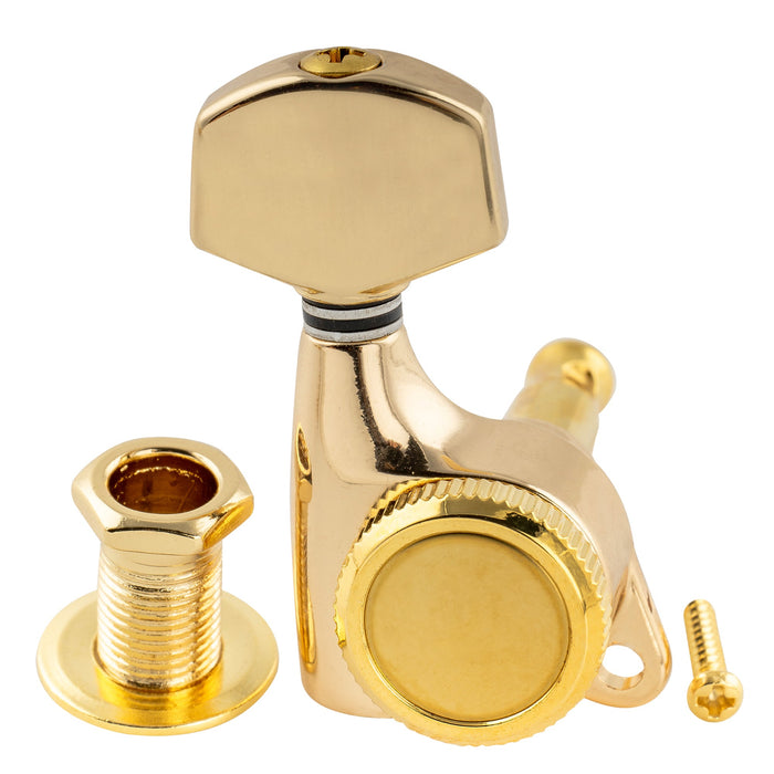 Clavija de afinación lateral de bajo con cabeza de máquina bloqueable sellada completamente Musiclily Pro R18T individual, relación 18:1, con botón hexagonal para guitarra eléctrica estilo Strat/Tele