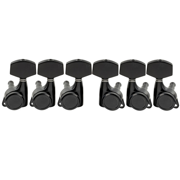musiclily pro 3r3l 18 1 ratio full sealed locking machine heads tuners tuning pegs keys with big hex button 45 degree screw for acoustic electric guitar mx3348 3mx3349 3p, black