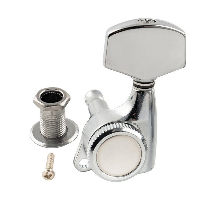 Musiclily Pro R18T Singolo Rapporto 18:1 Testa Macchina Bloccante Sigillata Completamente Lato Acuto con Pulsante Esagonale Grande per Chitarra Elettrica Acustica