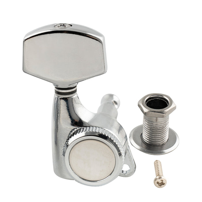 Musiclily Pro R18T Singolo Rapporto 18:1 Testa Macchina Bloccante Sigillata Completamente Lato Basso con Pulsante Esagonale Grande per Chitarra Elettrica Acustica