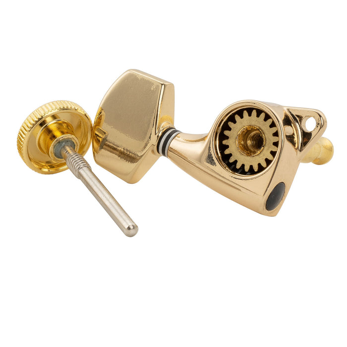 Musiclily Pro R18T Singolo Rapporto 18:1 Testa Macchina Bloccante Sigillata Completamente Lato Basso con Pulsante Esagonale Grande per Chitarra Elettrica Acustica