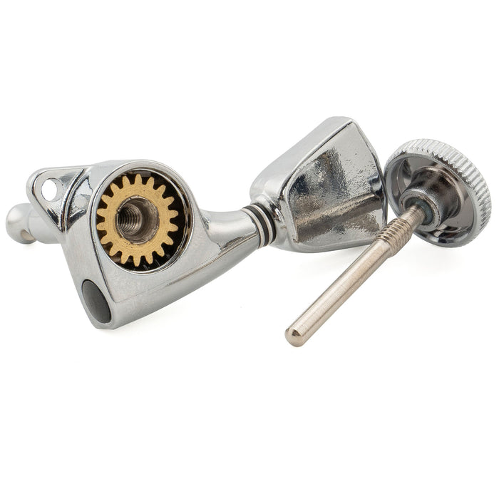 Musiclily Pro R18T Singolo Rapporto 18:1 Testa Macchina Bloccante Sigillata Completamente Lato Acuto con Pulsante a Chiave per Chitarra Elettrica Acustica