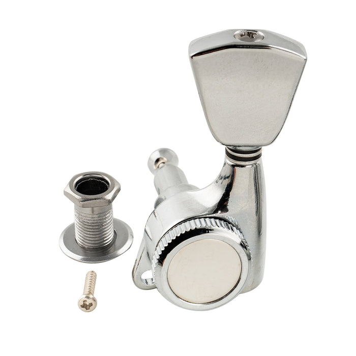 Musiclily Pro R18T Singolo Rapporto 18:1 Testa Macchina Bloccante Sigillata Completamente Lato Acuto con Pulsante a Chiave per Chitarra Elettrica Acustica