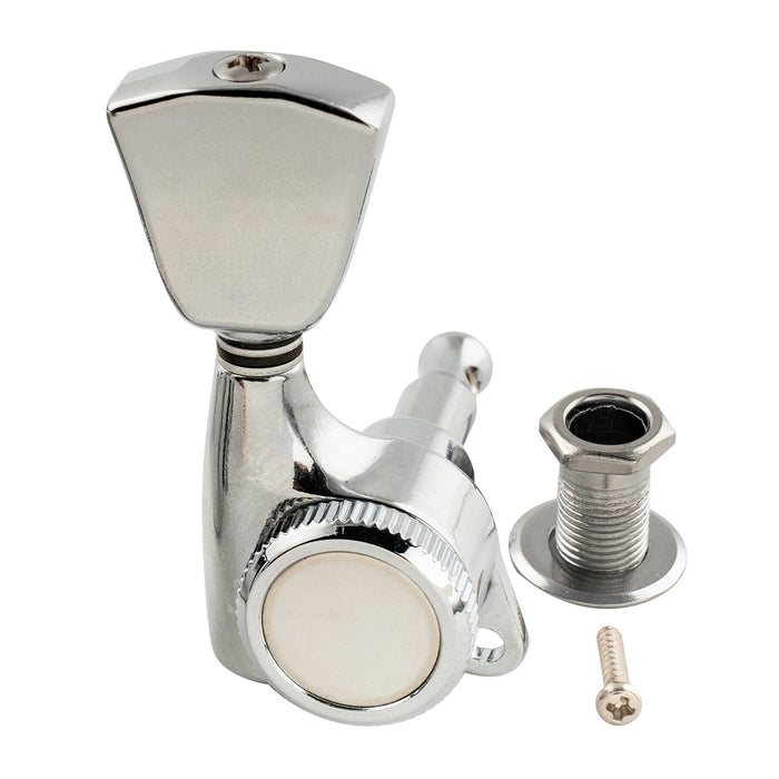 Musiclily Pro R18T Singolo Rapporto 18:1 Testa Macchina Bloccante Sigillata Completamente Lato Basso con Pulsante a Chiave per Chitarra Elettrica Acustica