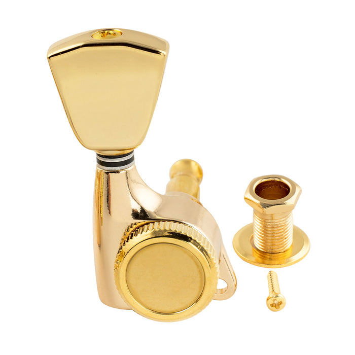 Musiclily Pro R18T Singolo Rapporto 18:1 Testa Macchina Bloccante Sigillata Completamente Lato Basso con Pulsante a Chiave per Chitarra Elettrica Acustica