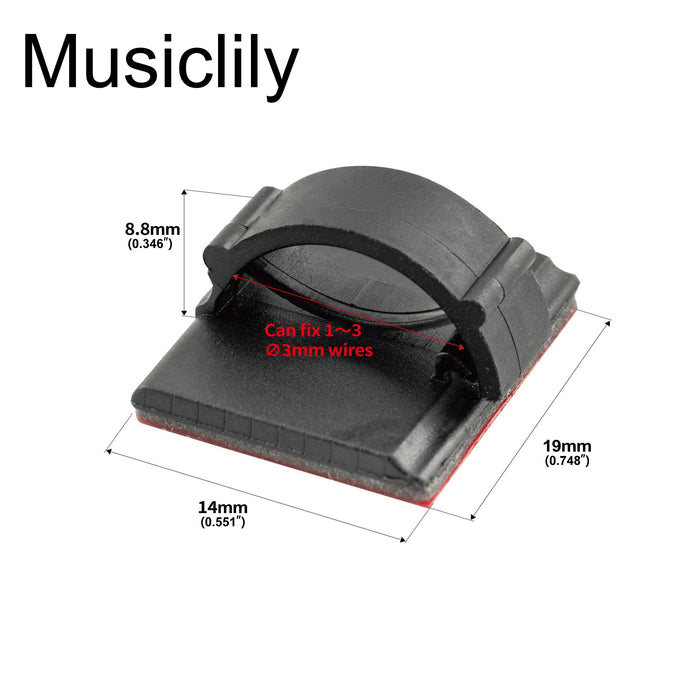 Dimensions of musiclily basic 19x14mm self adhesive wire clips for acoustic guitar pickup mounting mx3352 10