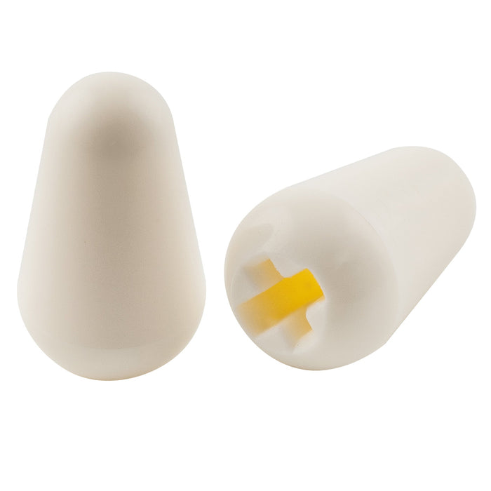 musiclily ultra universal guitar 5 way switch tips pickup selector lever switch knobs for fender squier strat style electric guitar mx3368 2p, aged white