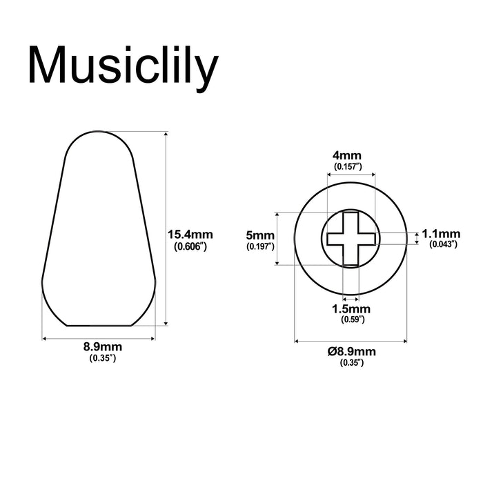 Dimensions of musiclily ultra universal guitar 5 way switch tips pickup selector lever switch knobs for fender squier strat style electric guitar mx3368 2p