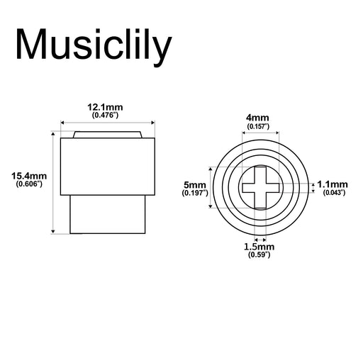 Dimensions of musiclily ultra universal vintage style guitar 3 way barrel switch tips pickup selector lever switch knobs for fender squier tele style electric guitar mx3369p