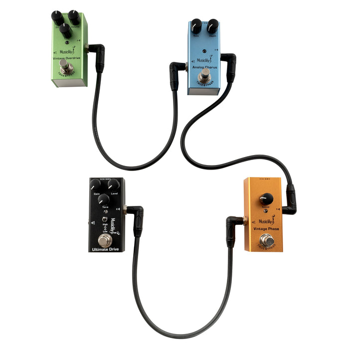 Application of musiclily pro 30cm guitar effect pedal patch cables ts cable with right angle 1 4 inch 6 35mm mono plugs mx3370 5p