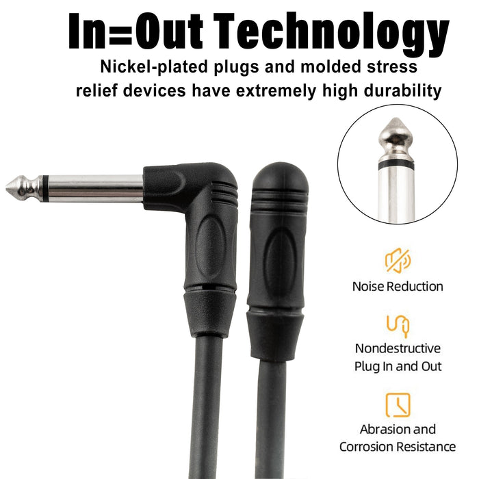 Part of musiclily pro 30cm guitar effect pedal patch cables ts cable with right angle 1 4 inch 6 35mm mono plugs mx3370 5p