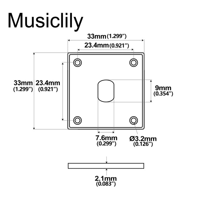 Dimensions of musiclily pro plastic input jack plate square output socket jackplate for epiphone lp style electric guitar 2 pcs