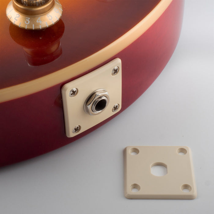 Musiclily Pro プラスチック 四角型 入力ジャックプレート 出力ジャックソケット Epiphone LPスタイルなエレキギター用 ブラック(2個セット)