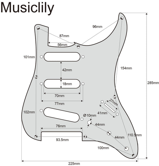 Dimensions of musiclily ultra 8 holes anodized aluminum st sss pickguard for china made squier classic vibe sq cv 50s reissue vintage strat style electric guitar