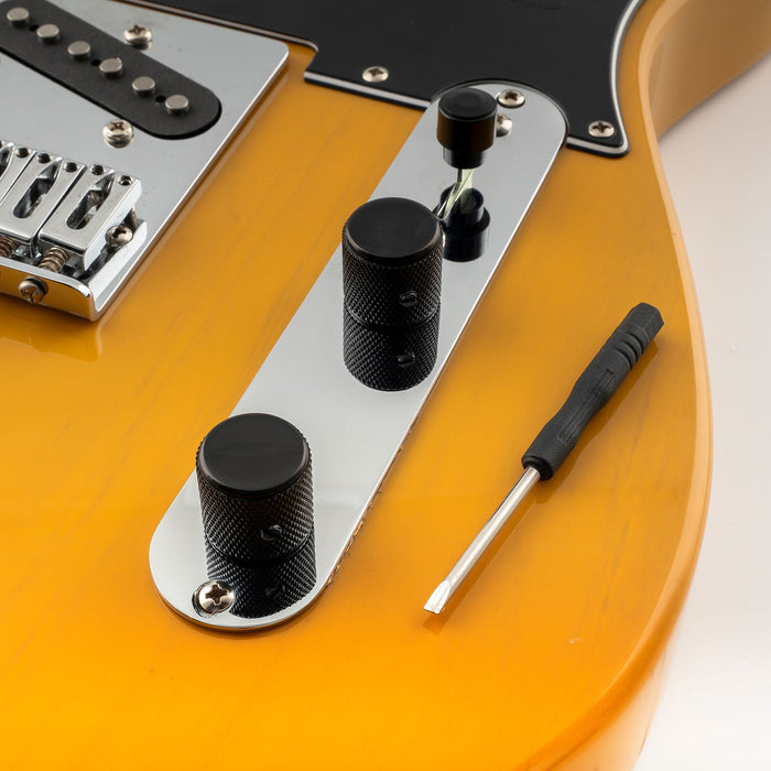 Application of musiclily pro 1 4 inch aluminum flat top universal fitting potentiometer control knob with set screw for fender mexico player tele style electric guitar mx3404 2p