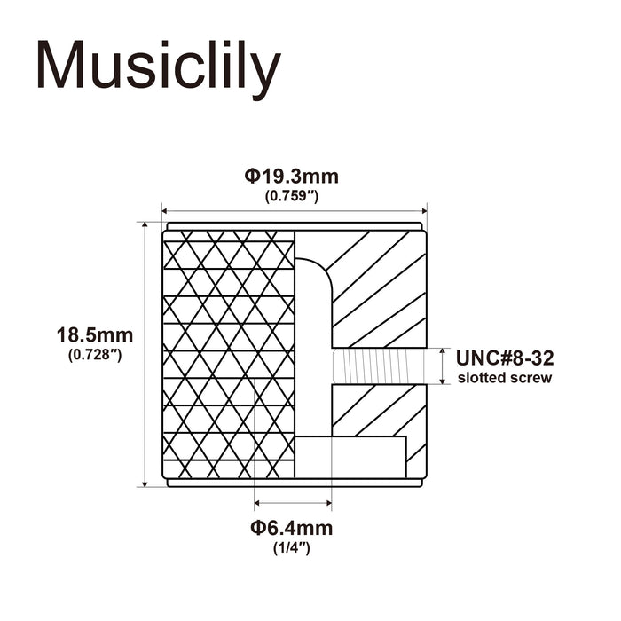 Dimensions of musiclily pro 1 4 inch aluminum flat top universal fitting potentiometer control knob with set screw for fender mexico player tele style electric guitar mx3404 2p